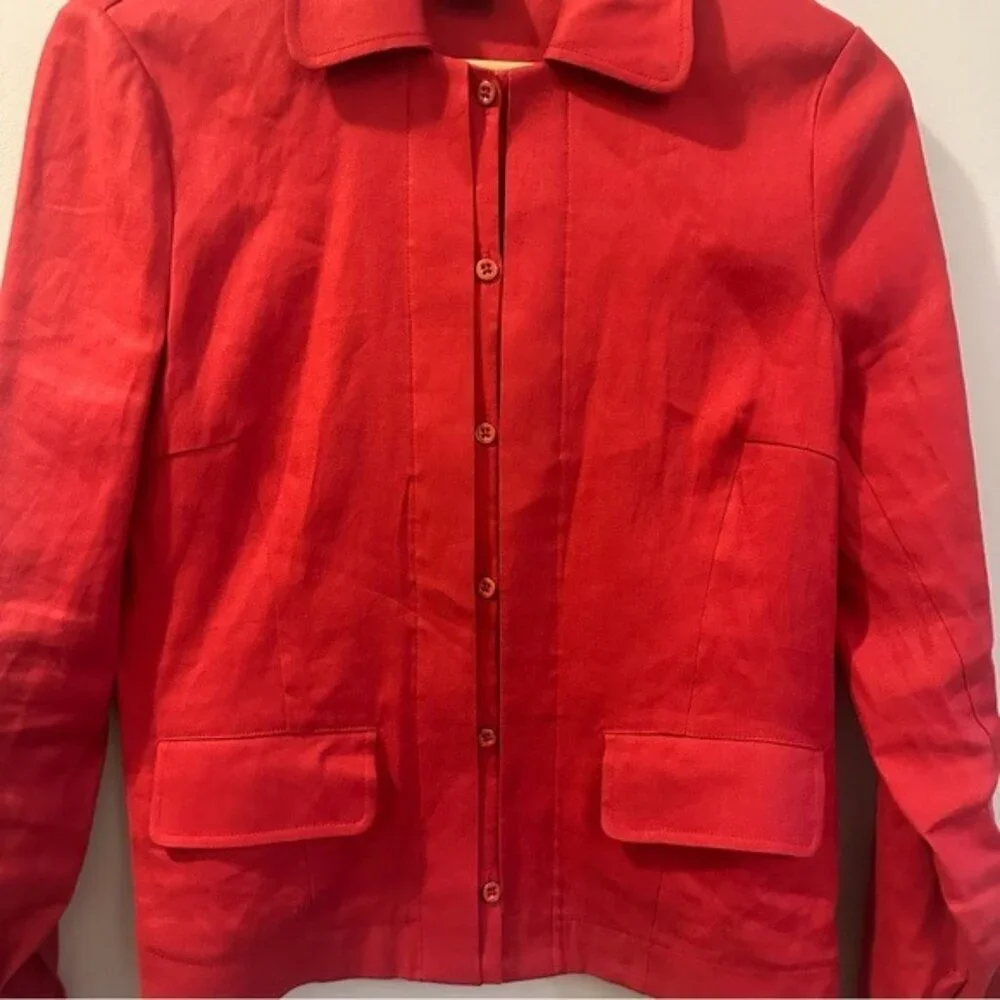 Cabi Quiet Luxury Red Button Front Jacket Minimalist Tailored Blazer Sz S #5472